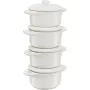 Staub Mini Cocotte rinkinys 4 dalių apvalus, keramika, dramblio kaulo baltumo (1009383)