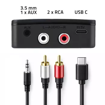 Belaidis Audio HiFi siųstuvas-imtuvas QOLTEC modelis 56981 — „Bluetooth“/linijinio garso tiltas