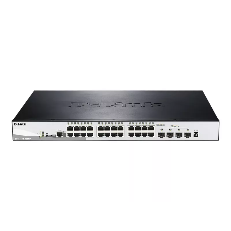 D-Link DGS-1510-28XMP valdomas L2/L3 Gigabit Ethernet (10/100/1000) Power over Ethernet (PoE) juodas, pilkas