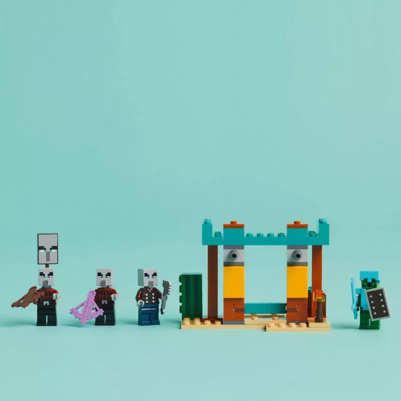 LEGO statybų rinkinys „The Illager Desert Patrol 21267“ – „Minecraft“ žaidimų rinkinys, 105 dalys, 4 minifigūrėlės, 80×60×110 mm