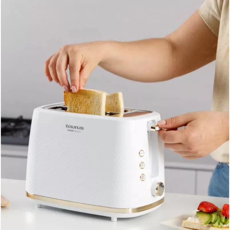 Skrudintuvas Taurus TO800P 2 riekių 800 W baltas su mygtukų ir sukamojo valdymo funkcijomis