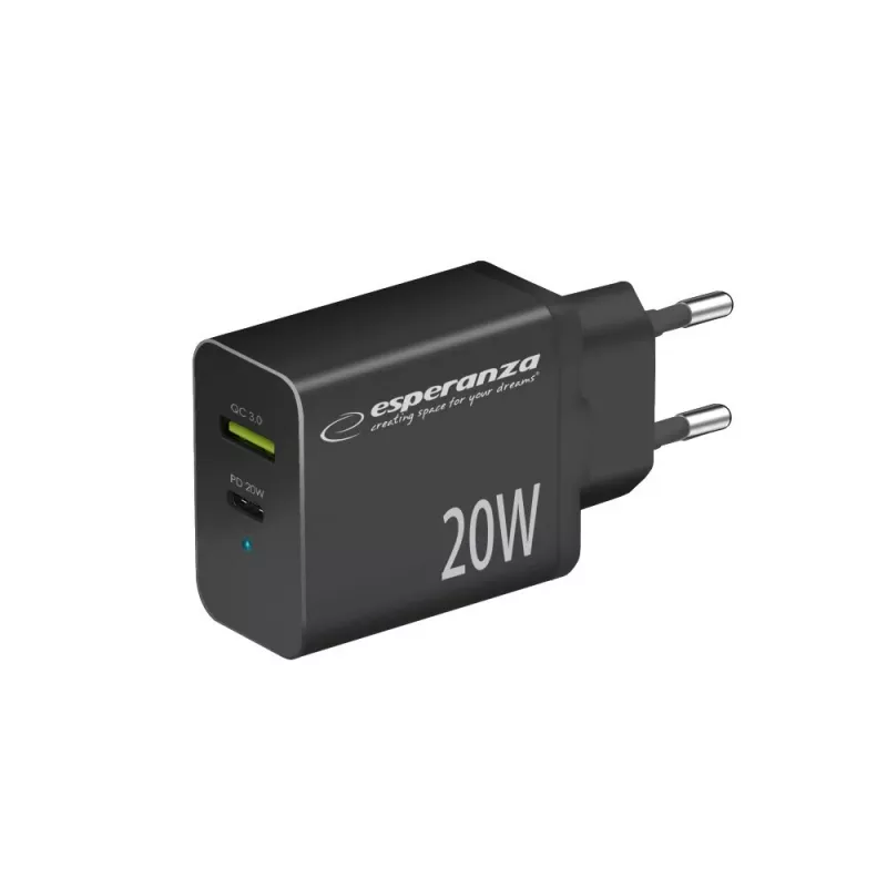 Esperanza EZC105K tinklo įkroviklis 20W juodas