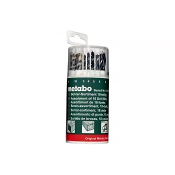 Grąžtų rinkinys Metabo 627190000 — 18 vienetų, HSS ir titano danga