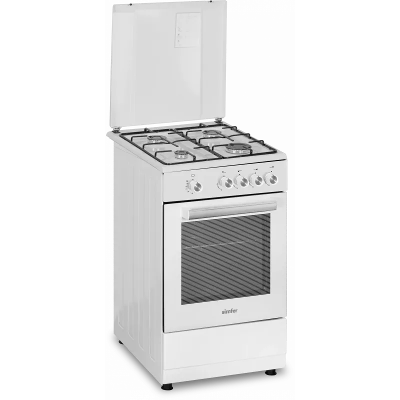 Simfer viryklė 4401SGRBB Kaitlentės tipas Dujos Orkaitės tipas Dujos Balta Plotis 50 cm 49 L Gylis 55 cm