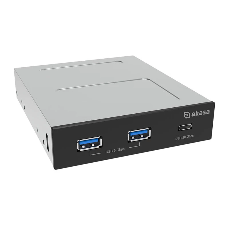 Akasa USB 20Gbps Type-C skydelis su dviem 5Gbps Type-A prievadais