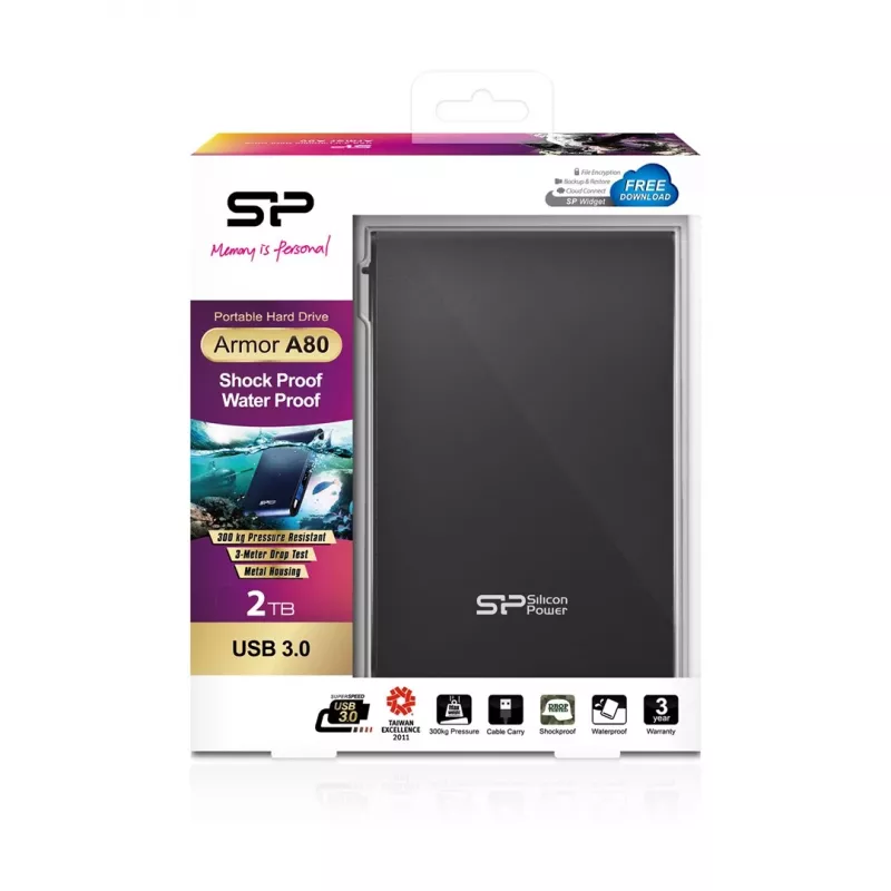 Išorinis kietasis diskas Silicon Power 2 TB USB 3.2 Armor A80