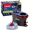 Grindų šluota VILEDA Microfibre 320 mm, teleskopinė rankena 55–123 cm, plaunama, 360° besisukanti galvutė, juoda/mėlyna/raudona