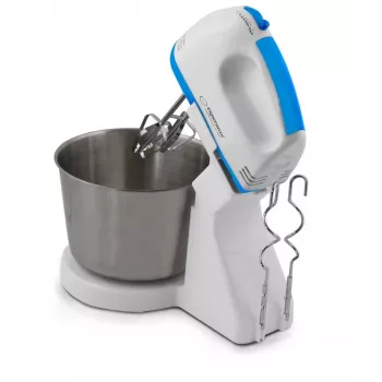 Stacionarus plaktuvas ESPERANZA EKM019WB — 150 W, 2,5 l talpos dubuo, 7 greičiai, tešlos kabliai, dvigubas plaktuvas, baltas