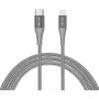 USB 2.0 adapterio laidas, USB-C kištukas > Lightning kištukas (sidabrinė/pilka, 1 metras, PD, aptrauktas)
