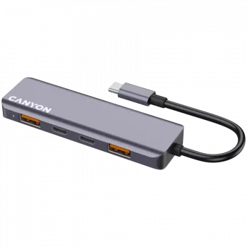 Canyon DS-18 - USB-C Hub - 5 ports - 1x USB-C 5V DC charging - 2x USB-C - 10Gbps - 2xUSB 3.2 p