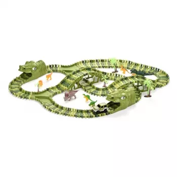 Didelis lenktynių takelis, Dino Park Extralink Toys, automobilis, dinozauras, dinozaurų parkas, XXL, 271 detalė