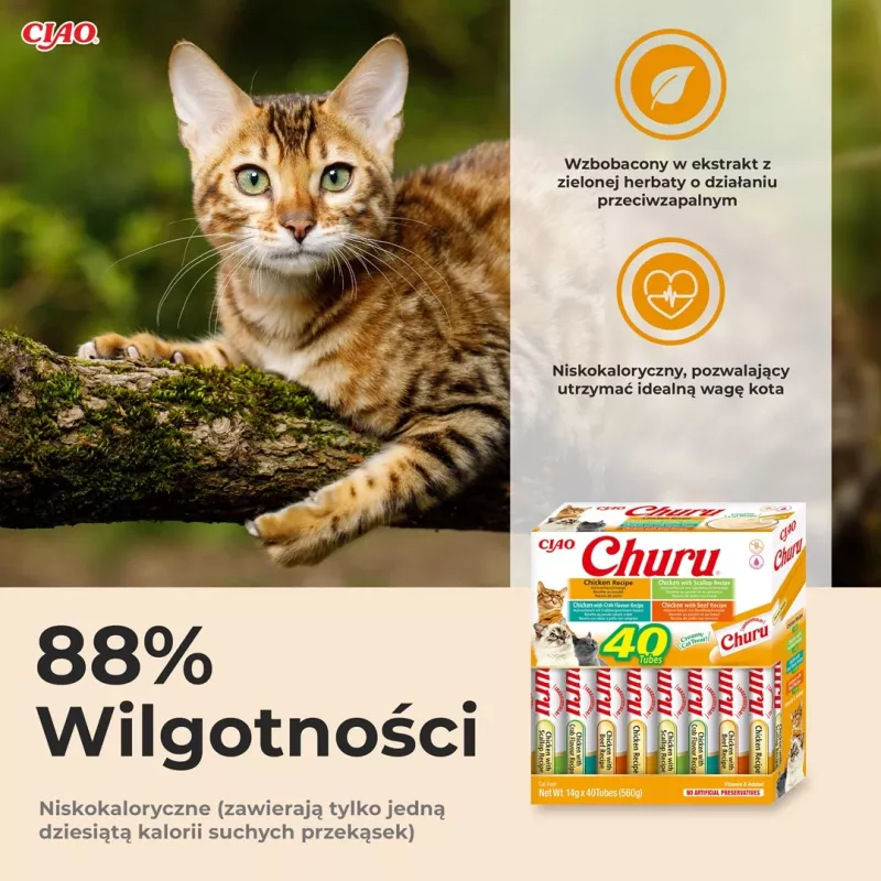 Kačių skanėstai INABA Churu Variety Box — Vištienos pastos skanėstai, 40 × 14 g, be grūdų, be glitimo ir sojos