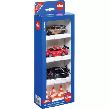 Siku dovanų rinkinys lenktynės, transporto priemonės ir trasos rinkinys, 3 m., plastikas, metalas, įvairiaspalvis