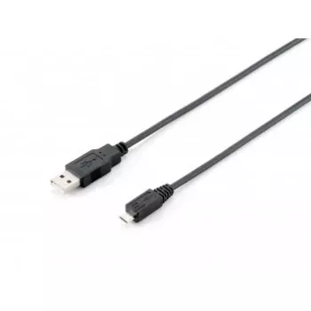 Equip USB 2.0 Type A to Micro-B kabelis, 1.0m, Juoda, 1 m, USB A, Micro-USB B, USB 2.0, Male/Male, Juoda
