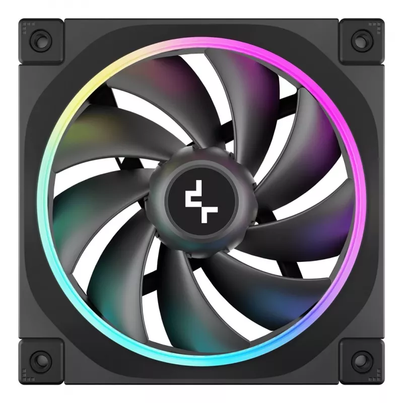 120 mm PC ventiliatorius DeepCool FL12 3-in-1 Juoda, 120×25 mm, 2150 RPM, Fluid Dynamic Bearing, PWM, 55 CFM, 32 dB, 3 vnt. pakuotė