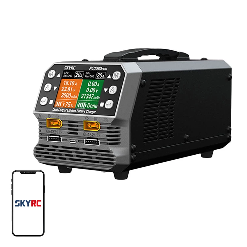 SkyRC PC1080neo dviejų kanalų ličio baterijų įkroviklis