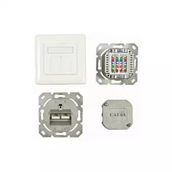 Synergy 21 S216358 - 2 x RJ-45 - 6a - Baltas - 80 mm - 80 mm - 5,6 cm