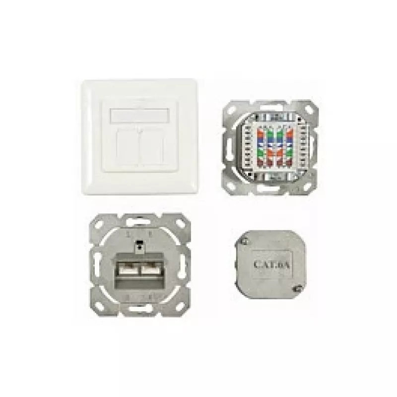 Synergy 21 S216358 - 2 x RJ-45 - 6a - Baltas - 80 mm - 80 mm - 5,6 cm