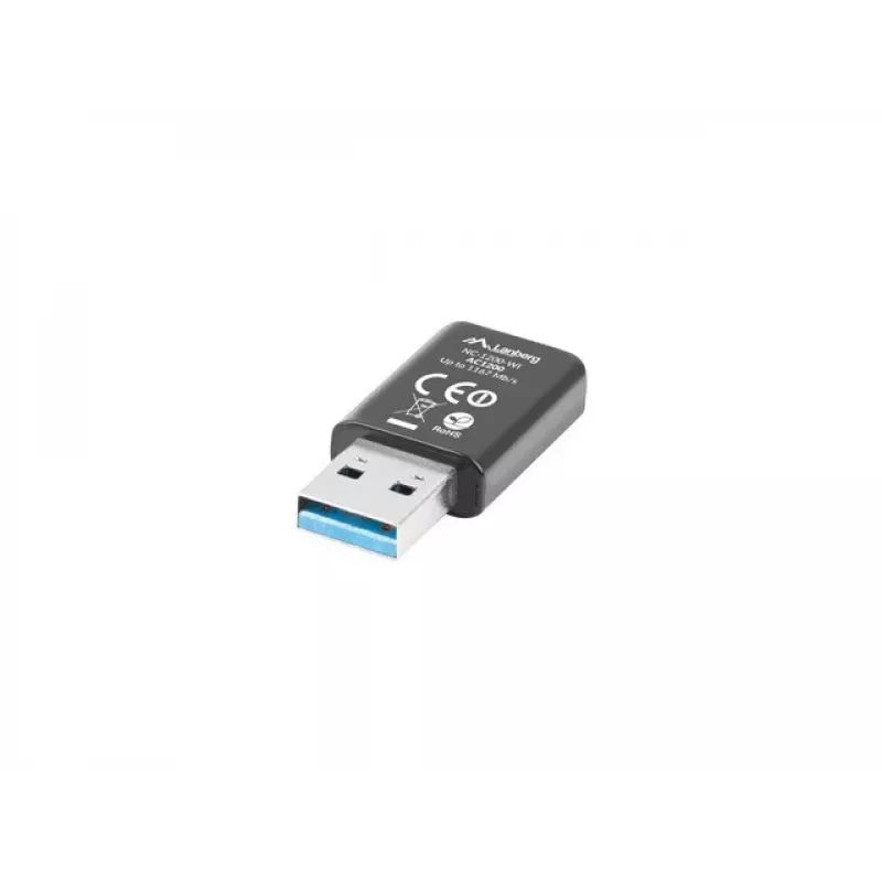 Belaidis USB tinklo adapteris LANBERG NC-1200-WI, WLAN USB 2.0, 2x vidinės antenos 2 dBi, iki 5000 Mbit/s