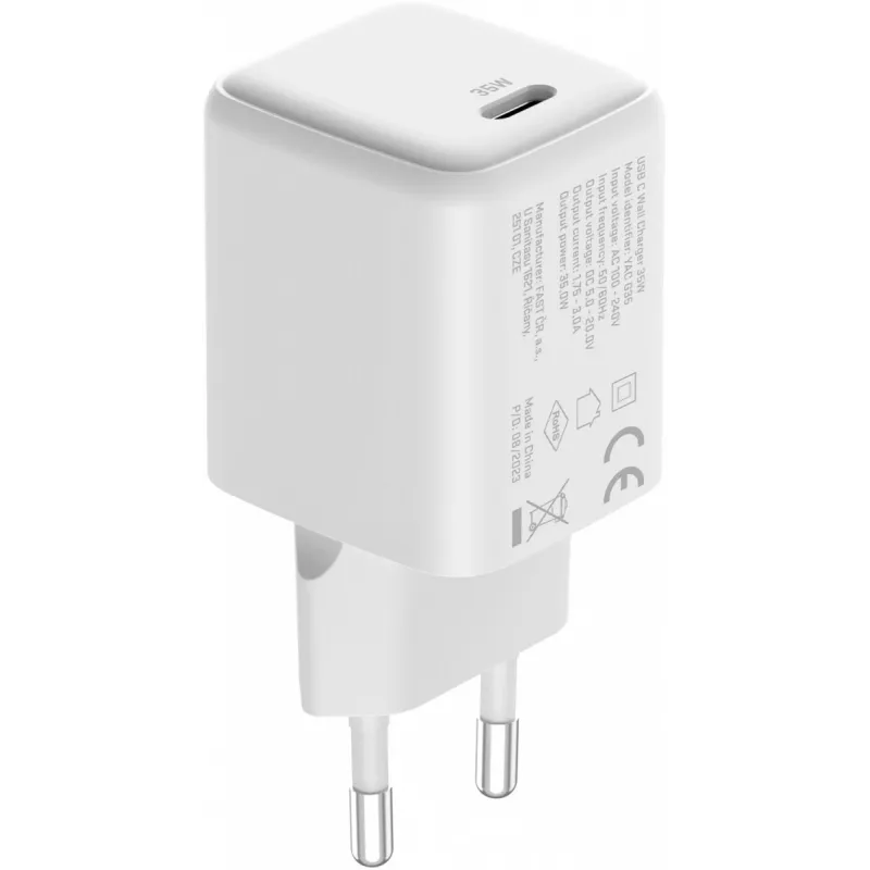 USB C 35W 3A Power delivery 3.0 QC 3.0 sieninis įkroviklis, baltas