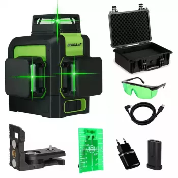 Lazerinis nivelyras Dedra MC0904 Green — 30 m diapazonas, žalias spindulys, kompaktiškas išdėstymas