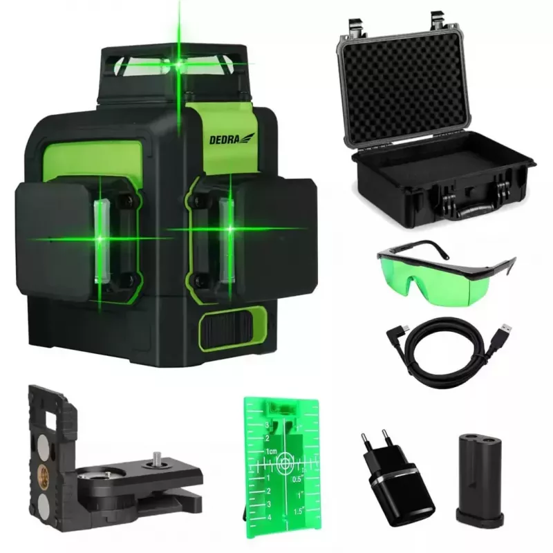 Lazerinis nivelyras Dedra MC0904 Green — 30 m diapazonas, žalias spindulys, kompaktiškas išdėstymas