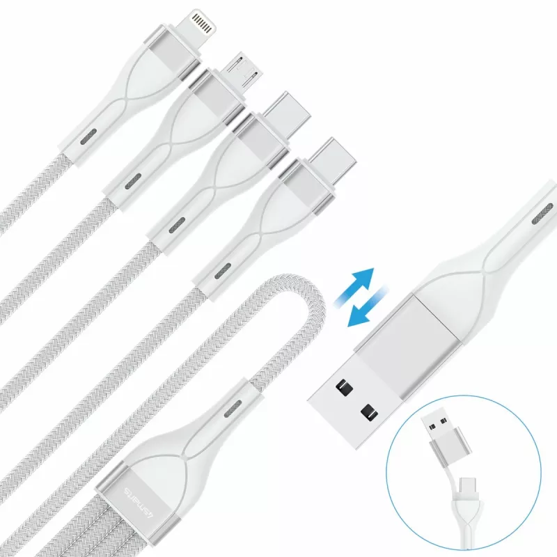 4smarts 541024 USB laidas 1,2 m USB A/USB C USB C/Micro USB-A/Lightning baltas (541024)