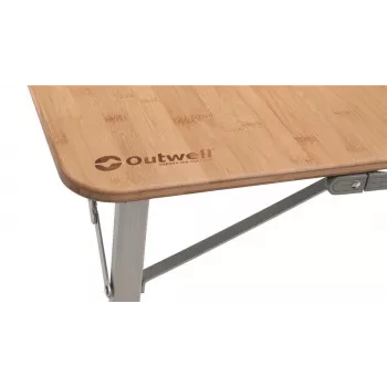 Outwell Custer L Brown stovyklavimo stalas — Bambuko viršus, Aliuminio rėmas, 700×1200 mm, 11,5 kg