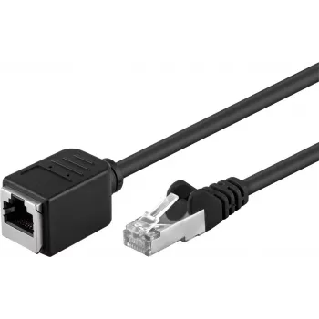 Wentronic Goobay CAT 5e prailginimo kabelis F/UTP, juodas, 5 m – varinė medžiaga, RJ45 kištukas (8P8C) RJ45 lizdas (8P8C) (91884)