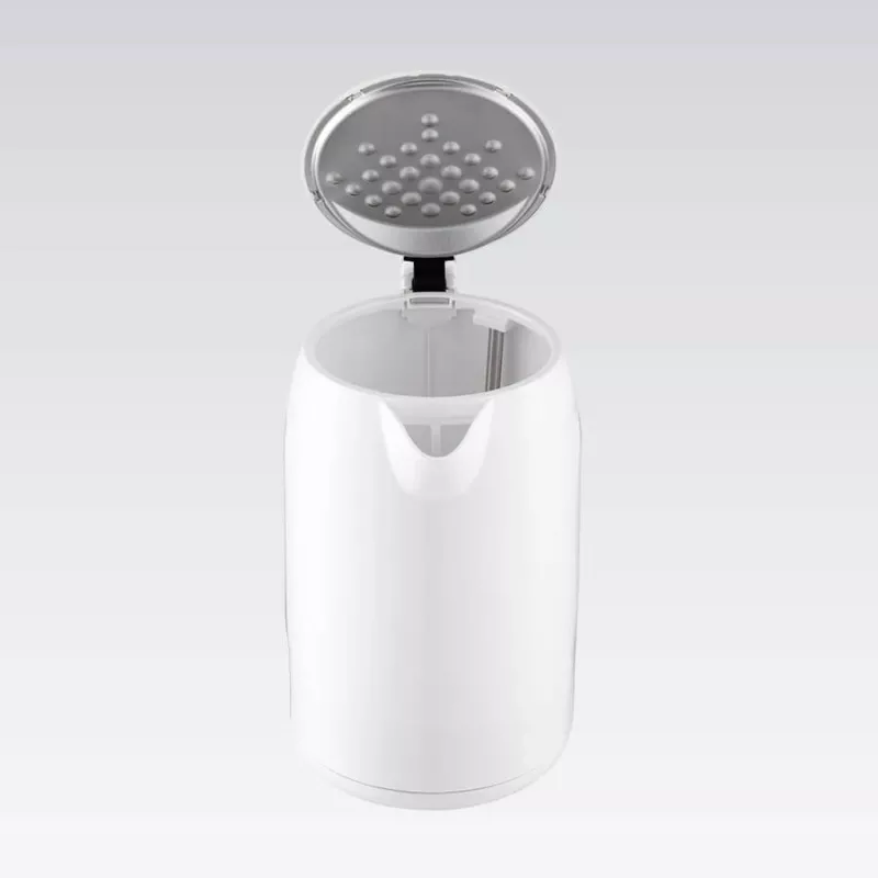 Elektrinis virdulys Maestro MR-022-WHITE, 2,2 l, 1850–2200 W, plastikinis korpusas, 360° pasukamas pagrindas, kalkių filtras, vandens lygio indikatorius