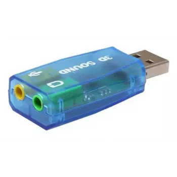 USB išorinė garso plokštė Gembird Virtus2 — USB sąsaja, 3,5 mm ausinių lizdas, mėlyna permatoma