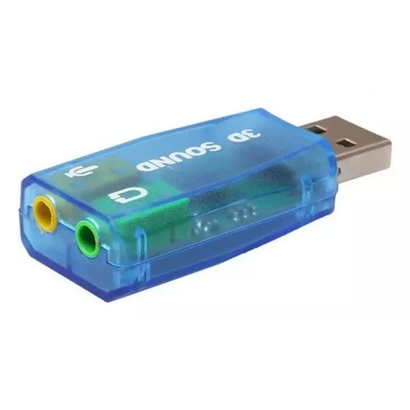 USB išorinė garso plokštė Gembird Virtus2 — USB sąsaja, 3,5 mm ausinių lizdas, mėlyna permatoma