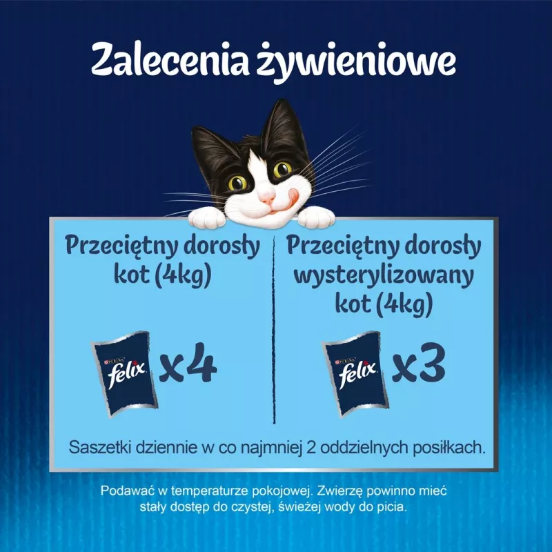 Šlapias kačių maistas Felix PURINA maišeliuose po 85 g — vištienos skonio, suaugusioms katėms, 82 % drėgmės, 11,5 % baltymų