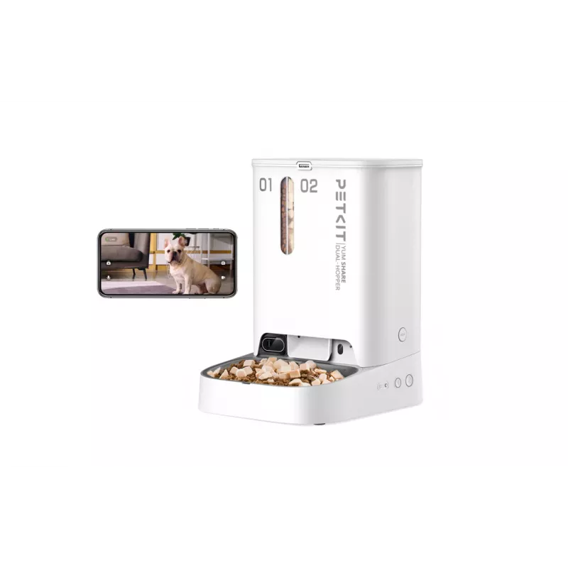Automatinis dvigubas tiektuvas/girdytojas PETKIT YUMSHARE P591 — ABS korpusas, baltas, universalus šunims ir katėms