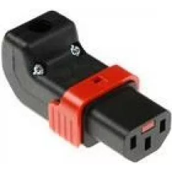 ACT C13 IEC Lock+ perjungiama aukštyn arba žemyn kampinė jungtis juoda, PA130100DBK (SFO67A)