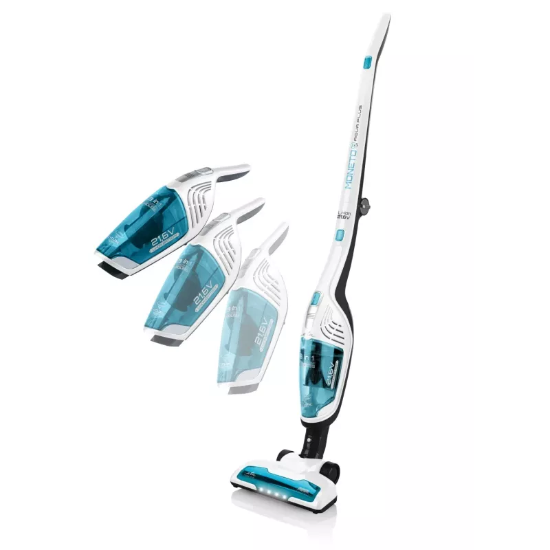 Belaidis dulkių siurblys ETA Moneto II Aqua Plus 3 viename rankinis-stiebinis siurblys, plovimo funkcija, 21,6 V, iki 50 min. veikimo trukmės