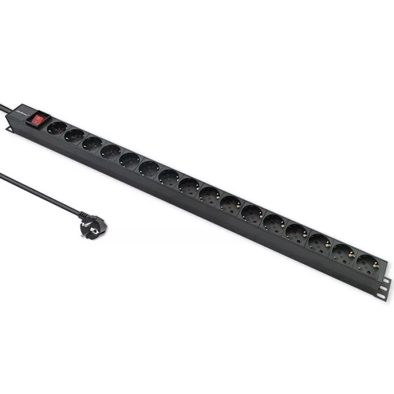 „Qoltec“ aliuminis PDU stovui | 16 A | 16 x „Schuko“ | vertikalus | 1,8 m