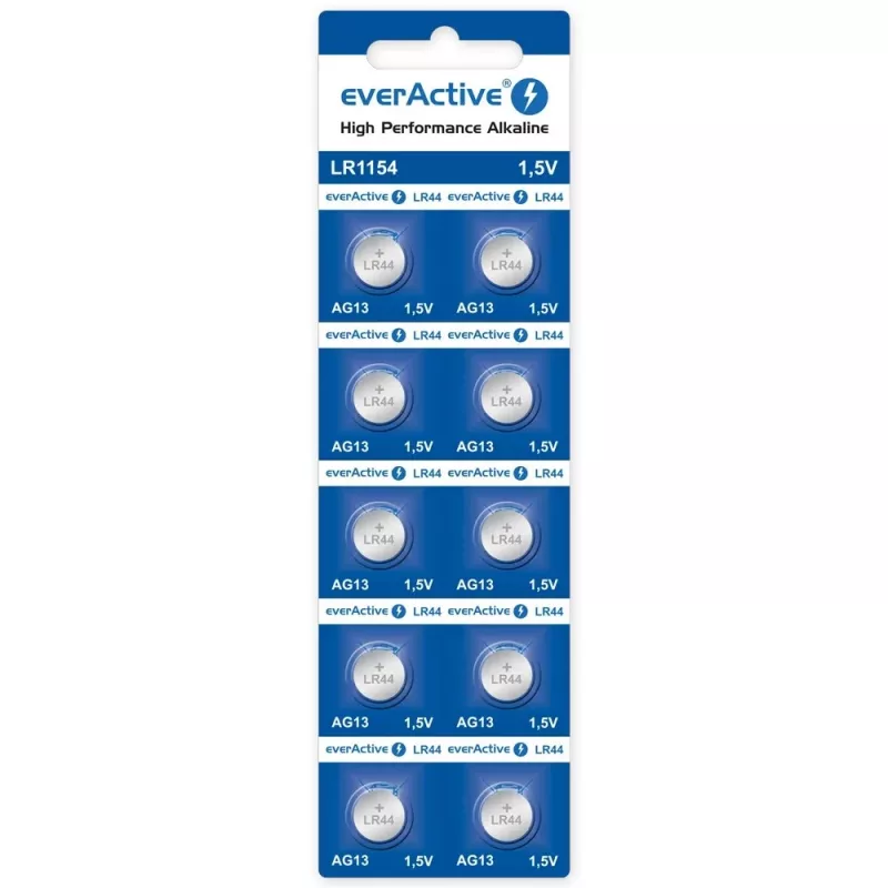 Sagų elementų šarminė baterija everActive AG13 (LR44) – 10 vnt. pakuotė