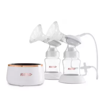 Elektrinis dvigubas krūties siurblys neno Bella Twin Moon — belaidis, dviejų fazių, LCD, 150 ml buteliukai, perlinis