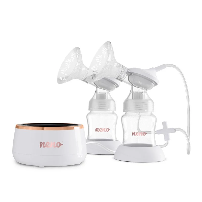 Elektrinis dvigubas krūties siurblys neno Bella Twin Moon — belaidis, dviejų fazių, LCD, 150 ml buteliukai, perlinis