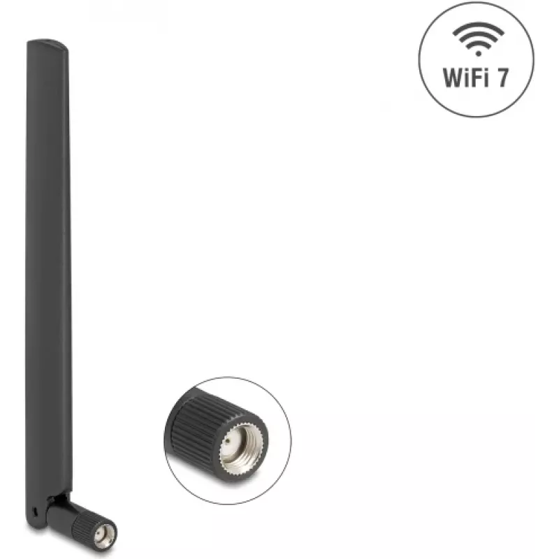 Kryptinė tinklo antena DELOCK 81452 RP-SMA, 4,4 dBi, 2,4–7,125 GHz, 169,7 mm