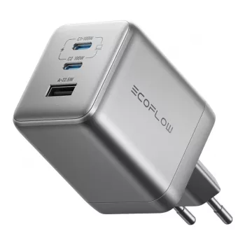 Įkroviklis EcoFlow Rapid Pro 100W GaN USB-C 3 prievadų — 100 W galia, kompaktiškas dizainas