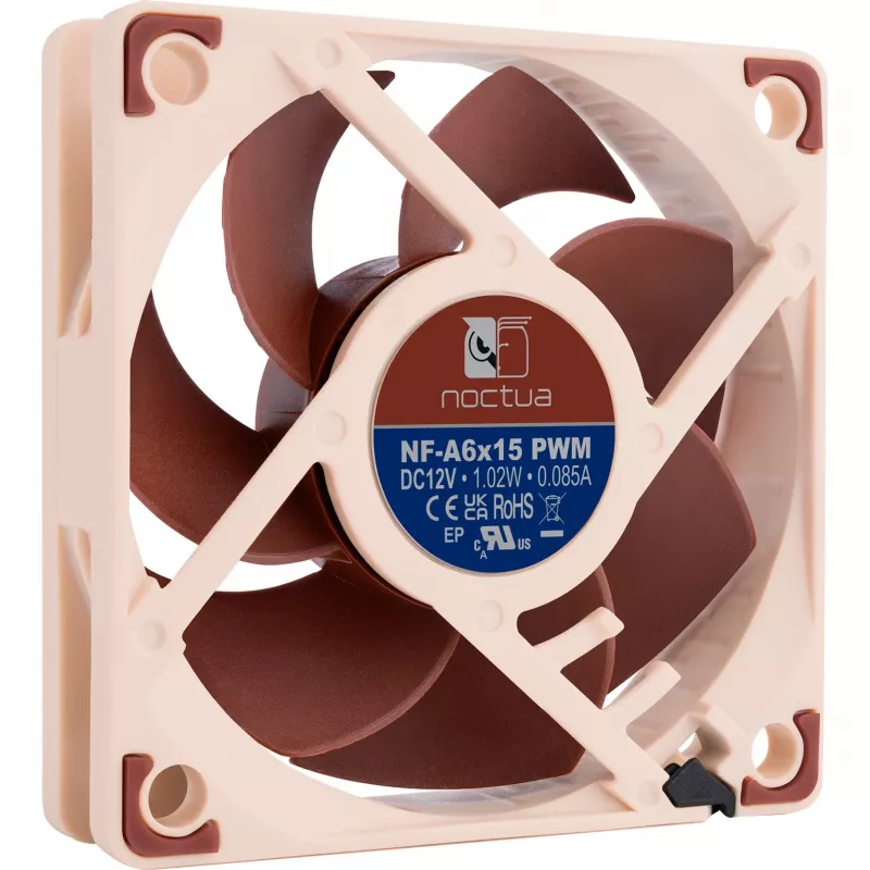 Korpuso ventiliatorius Noctua NF-A6x15 PWM 60 mm, PWM valdymas, mažo triukšmo konstrukcija