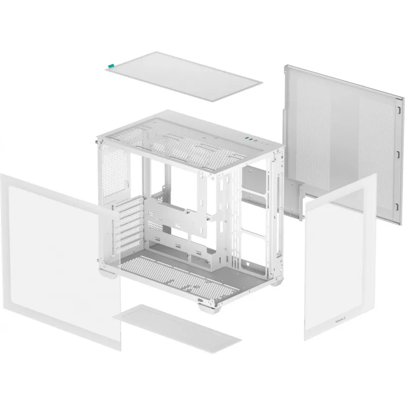 PC korpusas DeepCool CG530 WH Midi Tower — ATX/Micro ATX/ITX, grūdintas stiklas, 2×3,5 colio + 3×2,5 colio nišos, palaiko iki 410 mm GPU