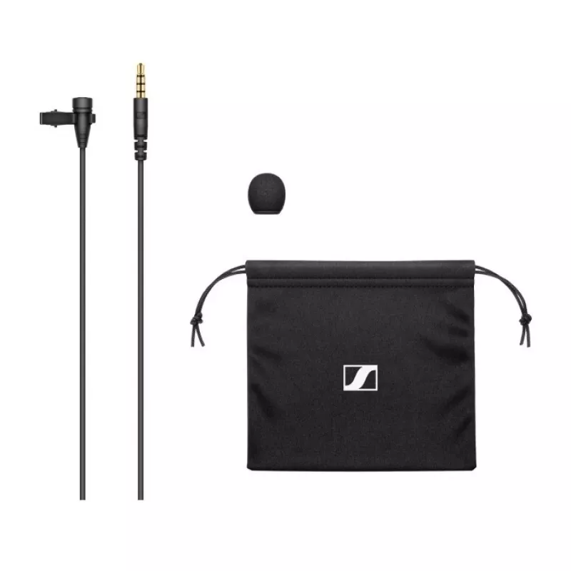 Peties kondensatorinis mikrofonas Sennheiser XS LAV MOBILE, prisegamas, visakryptis, 2 m laidas, 3,5 mm, 50–18000 Hz, 19 g, juodas