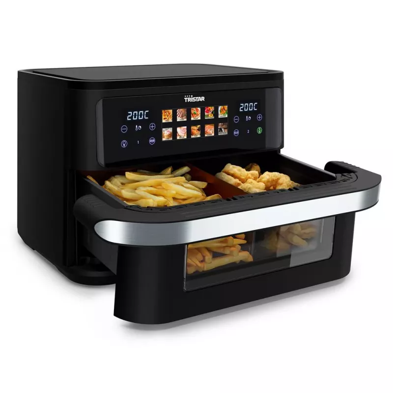 Karšto oro gruzdintuvė Tristar FR-9078 Double 10 L, 2800 W, jutiklinis valdymas, LCD, juoda / nerūdijantis plienas