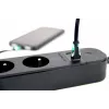 Maitinimo šakotuvas GEMBIRD TSL-PS-F4U-02 su 4 PL lizdais ir USB įkrovikliu, juodas
