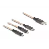 DeLOCK USB laidas, 1,2 m, USB 2.0, USB A - USB C / Micro-USB B / Lightning, permatomas