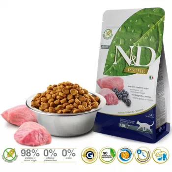 FARMINA N&D Prime Lamb & Blueberry - sausas kačių maistas - 1,5 kg