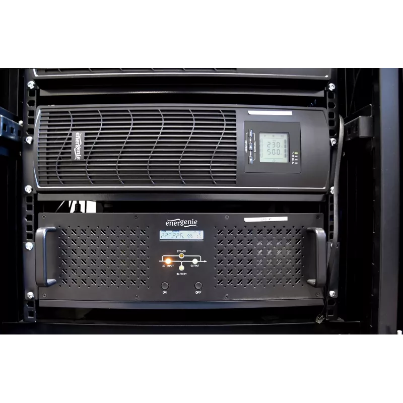 Gembird - UPS stelažinis 19'' 3.4U 1500VA, 4x IEC 230V išėjimai, IEC14 įėjimas, RJ11, USB, LCD, Line-Interactive 1.5 kVA 900 W 4 AC lizdai